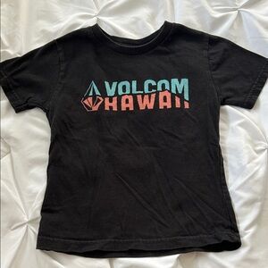 Volcom Black Tee with Turquoise and Coral Logo